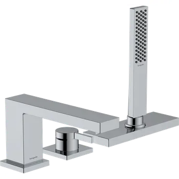 Vodovodní baterie Hansgrohe Tecturis E Tříotvorová baterie na okraj vany s jednotkou sBox, chrom 73443000
