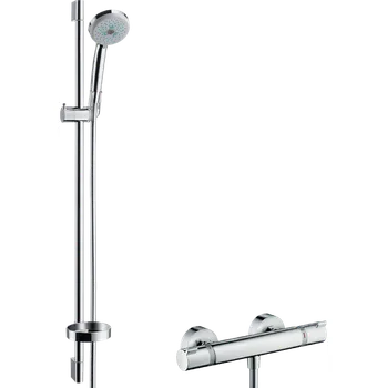 Sprchový set Hansgrohe Croma 100 Multi sprchová souprava na stěnu s termostatem Ecostat Comfort a sprchovou tyčí 90 cm, chrom 27085000