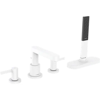 Vodovodní baterie Hansgrohe Finoris Čtyřotvorová baterie na okraj vany s tělesem sBox, matná bílá 76444700