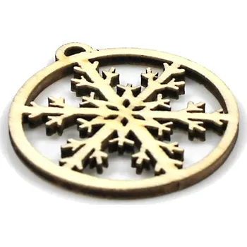 Dřevěná baňka s vločkou - 2 ks