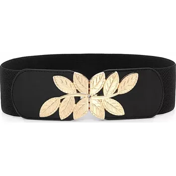 Opasek Dámský elastický pásek s zlatou přezkou Elisa Černý