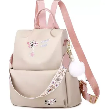 Městský batoh Dámský Crossbody batůžek s popruhem Lovely Foim Béžový - Model S přívěškem