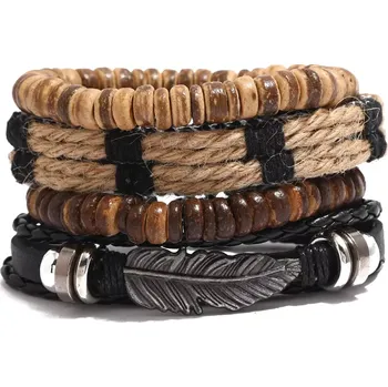 Náramek Sada 4 kusů pánských náramků Feather of dream