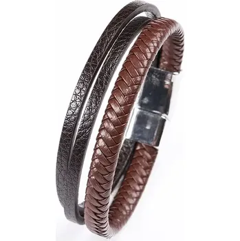 Náramek Pánský Kombinovaný náramek Neris 21,5cm Hnědý