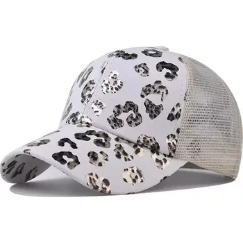 Kšiltovka Dámská bavlněná kšiltovka na culík Levhart Bílý-zlatý