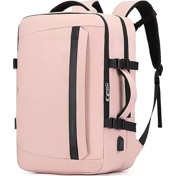 Městský batoh Bange cestovní batoh na notebook s USB Guntram Růžový 30L