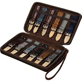 Box na hodinky Contacts® kožené etue pro řemínky na hodinky Hnědé