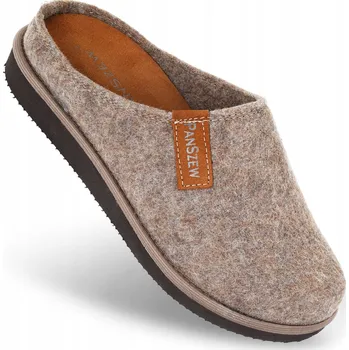 Dámské pantofle PanSzew Papuče Pánské FILCOVÉ TEPLÉ Pantofle Domácí Bačkory Nazouváky 40-46 PanSzew Béžová