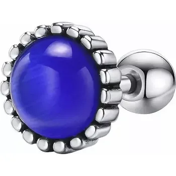 Šperk Ocelová šroubovací náušnice Modrý opal 8mm Stříbrná - Typ Kus