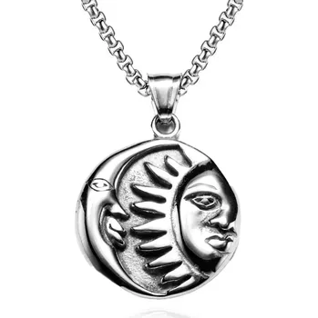 Přívěsek Přívěsek z chirurgické oceli Keltské slunce a měsíc - Model BEZ ŘETÍZKU (pouze přívěsek)