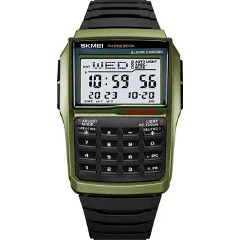 Hodinky Skmei 2255 pánské hodinky Mr Calculator zelené