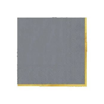 Papírový ubrousek Papírové ubrousky šedé se zlatým okrajem Classic Gold, 10 ks