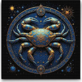 Diamantové malování Diamantové malování - Rak/Cancer 5 Velikost: 50x50cm, Rámování: Pouze srolované plátno, Diamanty: Čtvercové