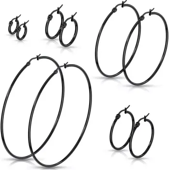 Náušnice Ocelové náušnice kruhy 20-70 mm Just me Černé - Průměr 20 mm