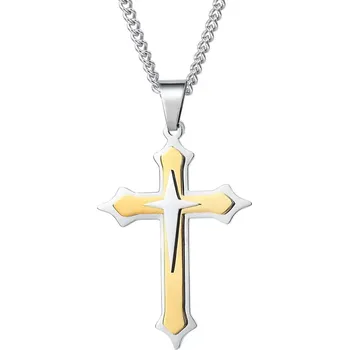 Přívěsek Přívěsek z chirurgické oceli křížek Lovin zlatý - Model BEZ ŘETÍZKU (pouze přívěsek)