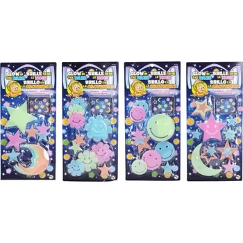 Samolepící dekorace Samolepky na zeď/strop svítící ve tmě plast mix druhů na kartě 15x32cm