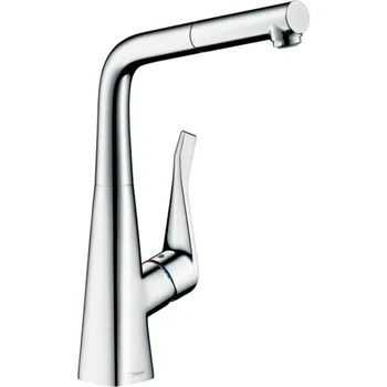 Hansgrohe Metris M71 Páková kuchyňská baterie 320, EcoSmart, vytahovatelný výtok, 1jet, sBox, chrom 73828000