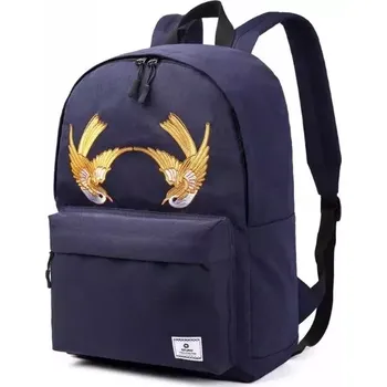 Školní batoh Ozuko studentský batoh s výšivkou Birds Modrý 18L