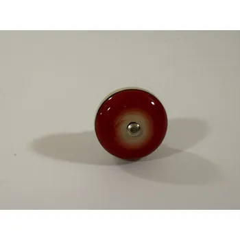 Nábytkové kování PORCELÁNOVÁ ÚCHYTKA - BÍLO ČERVENÁ