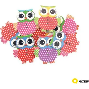 Knoflík Ozdobné knoflíky sovy 32x32 mm, 8 ks