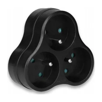 Elektrická zásuvka ROZBOČKA SÍŤOVÝ 3 ZÁSUVKY S UZEMNĚNÍM ČERNÝ DO ZÁSUVKY