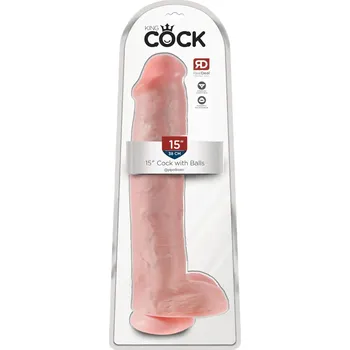 Dildo King Cock 15 - přísavkový dildo s varlaty (38 cm) - tělový