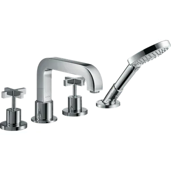 Vodovodní baterie AXOR Citterio 4-otvorová baterie na okraj vany s rukojeťmi ve tvaru kříže a rozetami, chrom 39445000