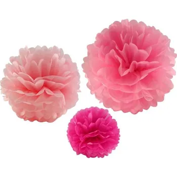 Party dekorace Ozdobné papírové květiny, růžové, sada 3 ks