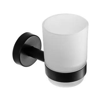 Sanela - Držák zubních kartáčků nerez/sklo, povrch černý matný