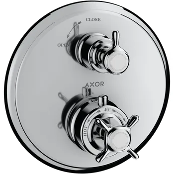 Vodovodní baterie AXOR Montreux Termostat s podomítkovou instalací s rukojetí ve tvaru kříže a s uzavíracím ventilem, chrom 16800000