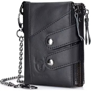 Peněženka Bullcaptain kožená peněženka s řetízkem Thurid Černá