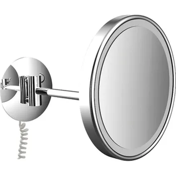 Zrcadlo Emco Cosmetic mirrors Pure LED - Nástěnné kulaté LED-holící a kosmetické zrcadlo s osvětleným dotykovým senzorem a šroubový kabel, 3 násobné zvětšování, chrom 109406008