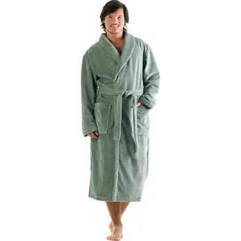 Pánský župan Unisex dlouhý savý župan se šálovým límcem TAMPA olivová - 6XL