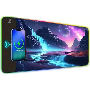 Podložka pod myš Huado RGB podložka pod myš s bezdrát nabíjením 15W New Wolrd