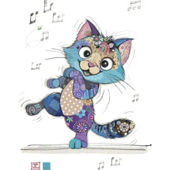 Embosované přání do obálky Kočka na notové vlně