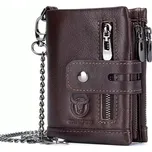 Bullcaptain kožená peněženka s řetízkem Raitis Hnědá