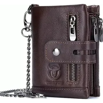 Peněženka Bullcaptain kožená peněženka s řetízkem Raitis Hnědá