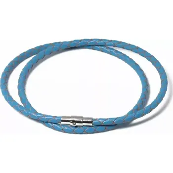 Náhrdelník Splétaný náhrdelník z pravé kůže 4 mm Modrý - Délka 50 cm