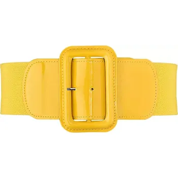 Opasek Dámský strečový široký lesklý pásek Casila Žlutý