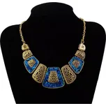 Bižuterní náhrdelník Vintage Wood Zlato-modrý