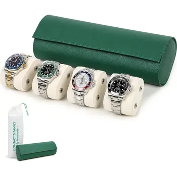 Box na hodinky Contacts® Kožené pouzdro na 4 hodinky Saffiano Zelené