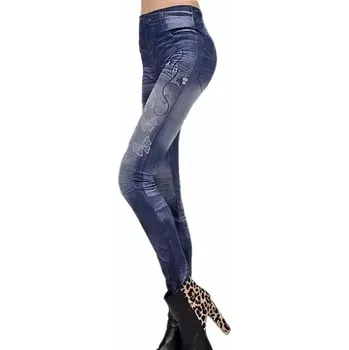 Dámské legíny Cixi Dámské Džínové modré legíny s motýlkem