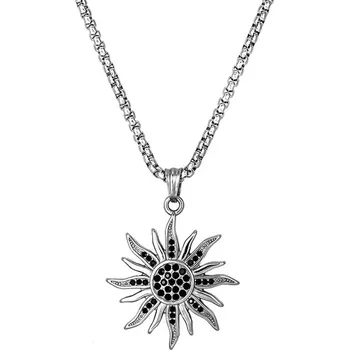 Přívěsek Přívěsek z chirurgické oceli Černé slunce s krystaly - Model BEZ ŘETÍZKU (pouze přívěsek)