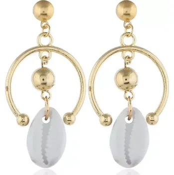 Náušnice Visací bižuterní náušnice s mušlemi bílé