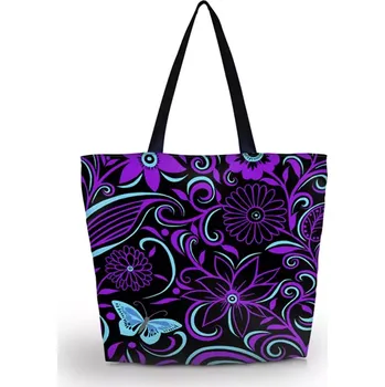 Plážová taška Huado nákupní a plážová taška - Fialové kytky
