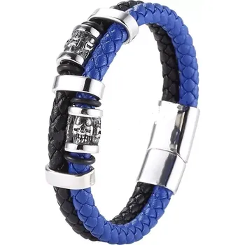 Náramek Pánský splétaný ocelový náramek Skuul Etnic Modrý - Délka 20 cm