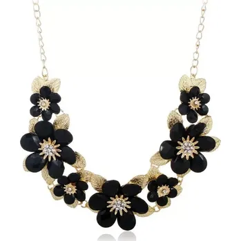 Náhrdelník Květinový choker náhrdelník Edeline Zlato-černý