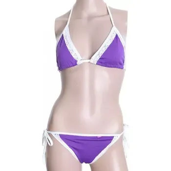Dámské plavky Fialové bikiny nařasené s krajkou