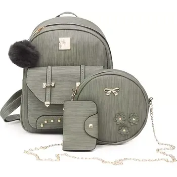 Městský batoh Sada 3v1Batůžek s kabelkou a dokladovka Minar Zelený