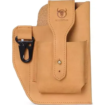 Ledvinka Bullcaptain kožené pouzdro na mobil na pásek Khaki